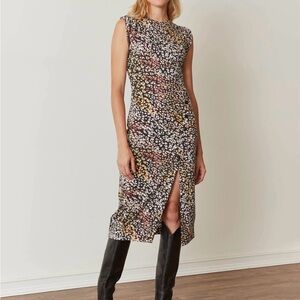 Grey State Midi Dress with Front Slit